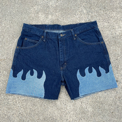 Denim on Fire Distress 5inch Wrangler Jorts 36W