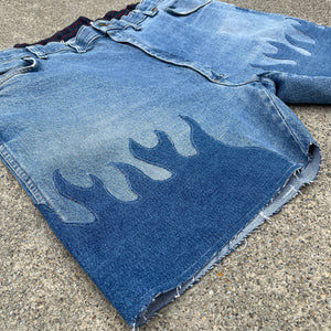 Denim on Fire Distress 5inch Wrangler Jorts 44W