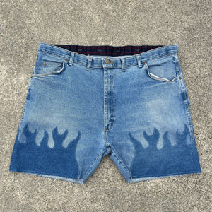 Denim on Fire Distress 5inch Wrangler Jorts 44W