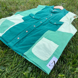 All Green Button-Up Vest Hybrid