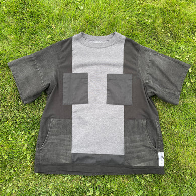 Crewneck Sweatshirt Short Sleeve Denim Hybrid