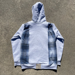 Blue Flannel Sweatshirt Hoodie Hybrid