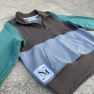 Tri-Color Crop Top Sweatshirt Hybrid