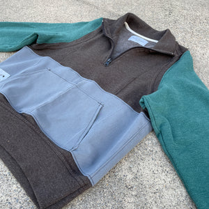 Tri-Color Crop Top Sweatshirt Hybrid