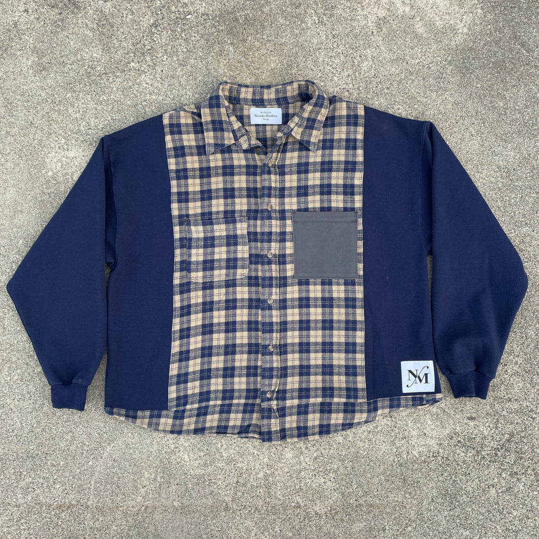 Navy Nonsense Flannel Sweatshirt Hybrid