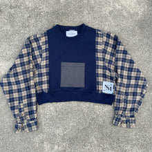 Navy Nonsense Cropped Flannel Sweatshirt Hybrid