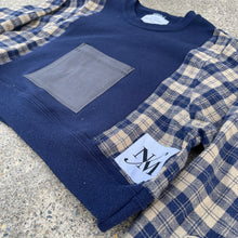 Navy Nonsense Cropped Flannel Sweatshirt Hybrid