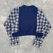 Navy Nonsense Cropped Flannel Sweatshirt Hybrid