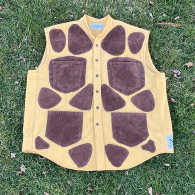 Giraffe Inspired Flannel Corduroy 6-Pocket Vest