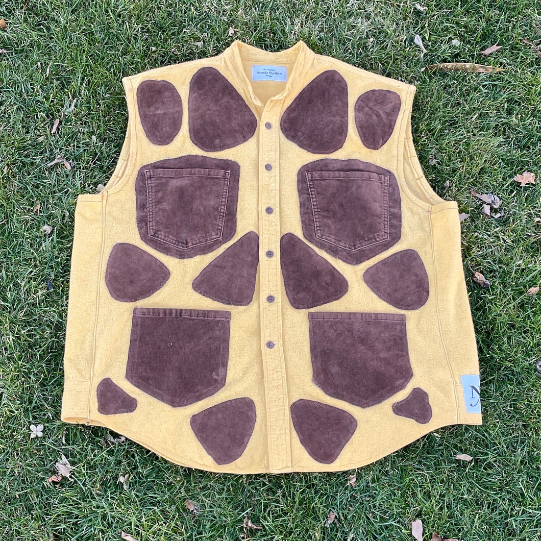 Giraffe Inspired Flannel Corduroy 6-Pocket Vest