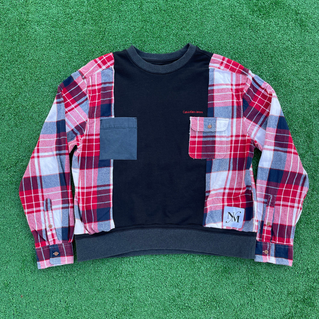 CK Jeans Rework Flannel Hybrid Crewneck