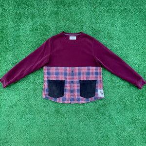 50/50 Maroon Flannel Crewneck Sweater Hybrid