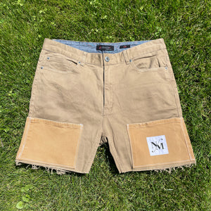 2-Tone Octa-Pocket Distressed Shorts 38W