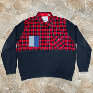 Fire and Ice Crop Top Flannel Sweater